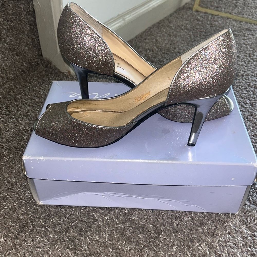 USED: Cocktail Multi-Colored Metallic Open-Toed Shoes